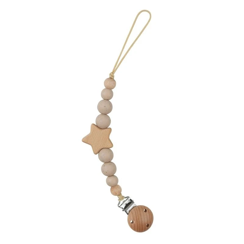 

JU64 Baby Anti-drop Chain Pacifier Clips Silicone Beads Infant Nipple Appease Soother Chain Clips Dummy Holder Nipple Clip
