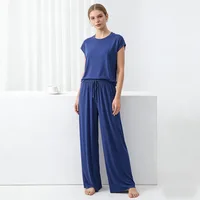 Modal Homewear set O-neck Tshirts short sleeves and Wide leg pants Loose sleepwear Casual streetwear suit all match - Image 3