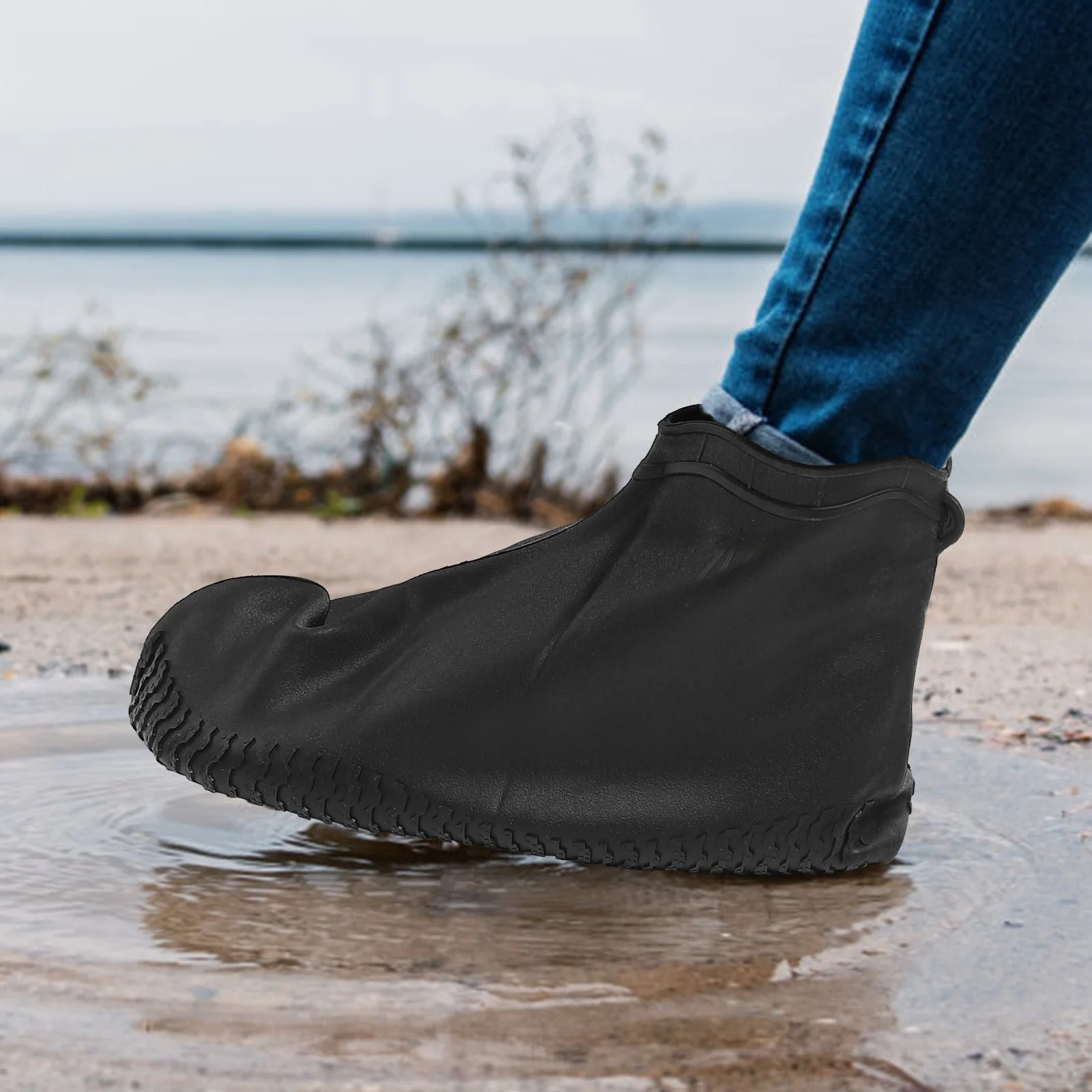

Silicone Shoe Covers Waterproof Reusable Rainproof Overshoes Anti-Slip Elastic Boots Cover For Outdoor Hiking Camping