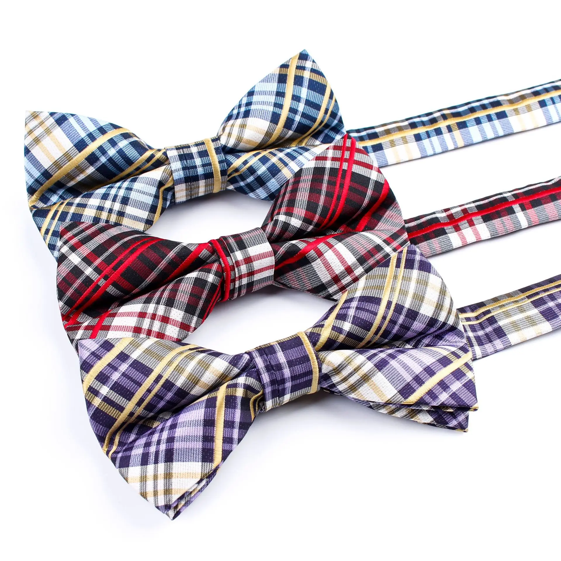 Men Plaid Bowties Fashion Bow Ties For Man Women Suit Accessories Wedding Red Cravats British Style School Uniform Check Bowknot