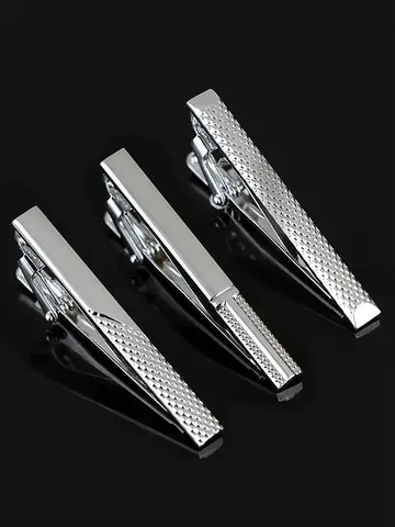 Mens Tie Clip Luxury Fashion Metal Stripe Tone Bar Jewelry for Men Necktie Clasp Suit Tie Gift Silvery Colour Accessories