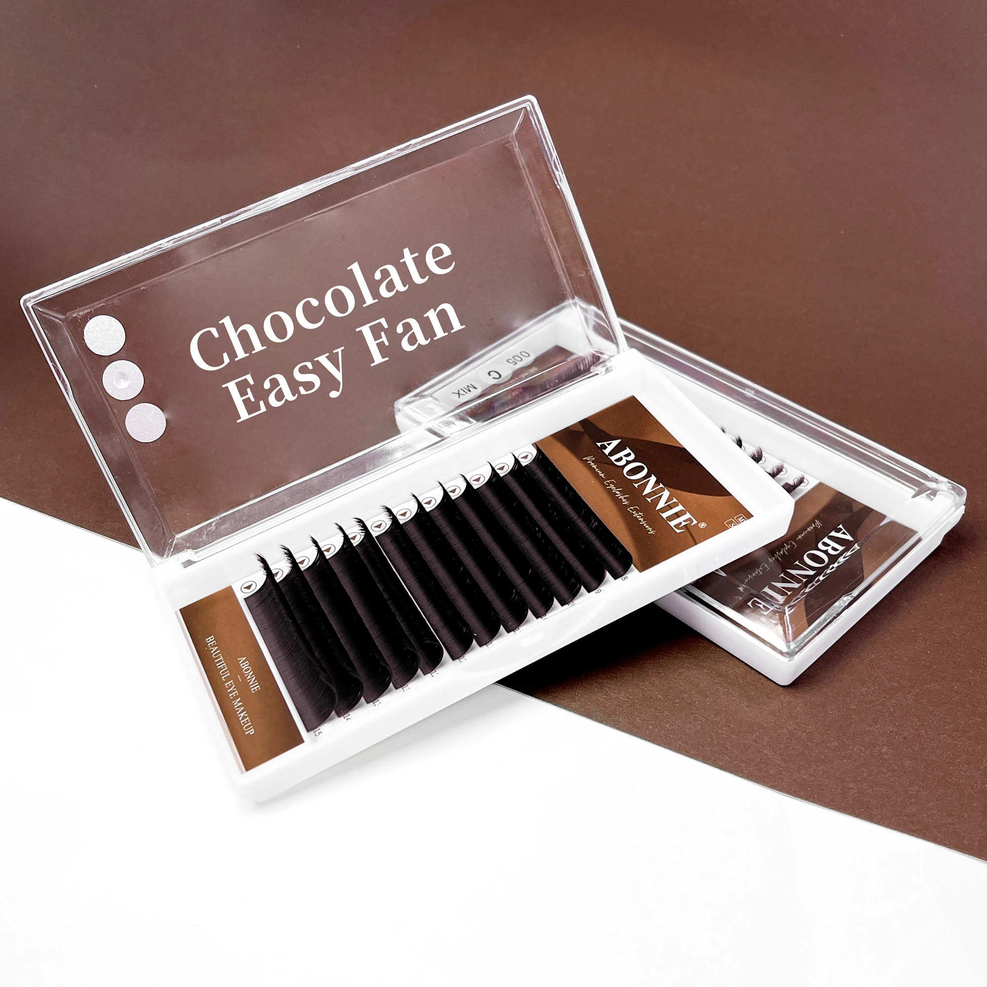 Abonnie Chocolate Brown Easy Fan Lashes Volume Extension Mega Blooming Fans Eyelash Extension Cilios