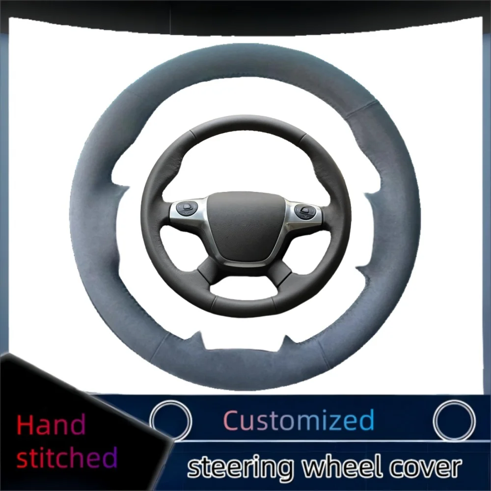 

Braid Car Steering Wheel Cover Wrap Hand Sewing Suede Leather For Ford Focus 3 2012 C-MAX 2011 KUGA Escape 2013-2014 2015-2016