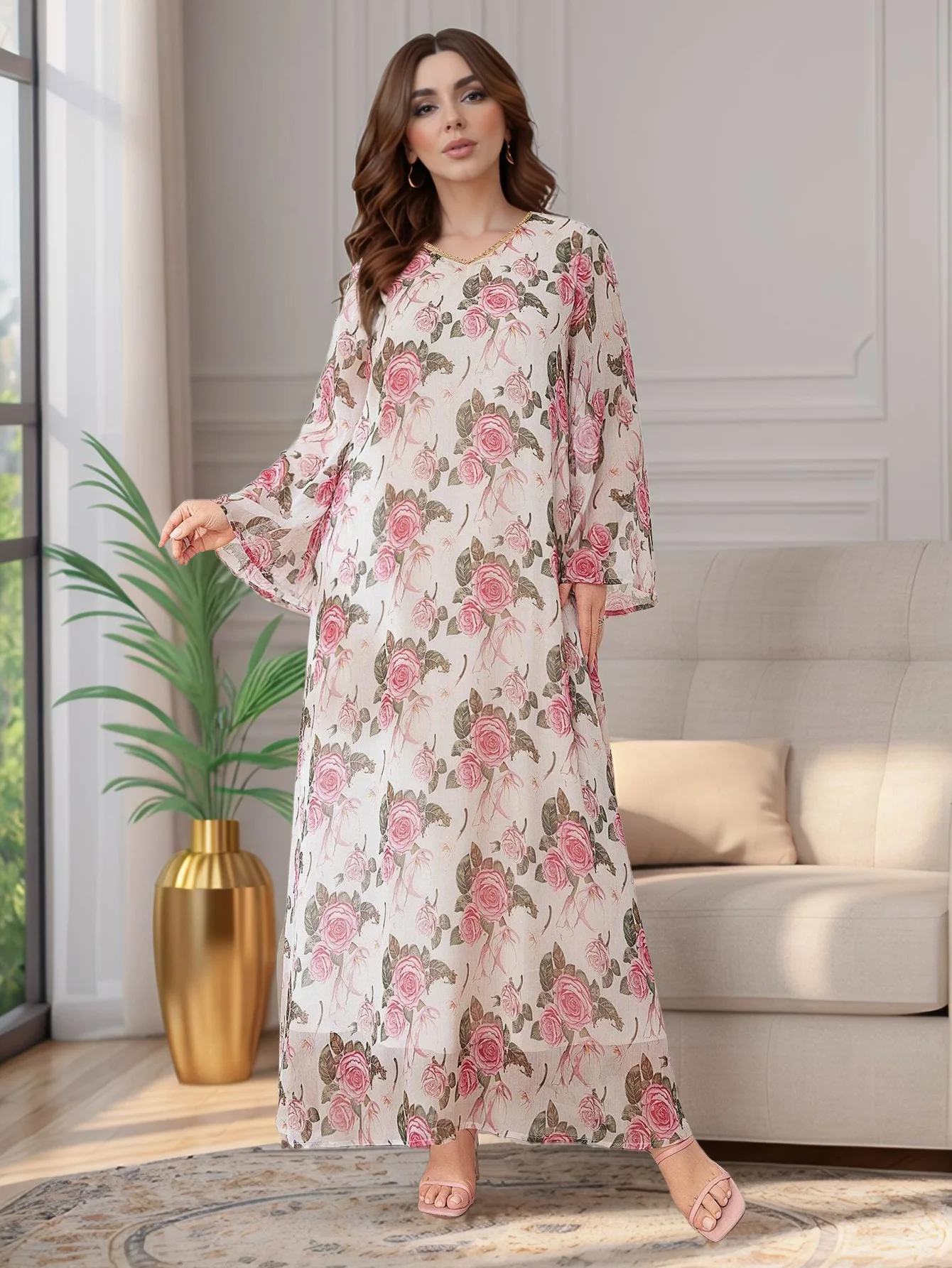 

Ид Абая женское праздничное платье мусульманское цветочное платье с длинным рукавом Джалабия Рамадан длинные платья Vestidos Largos Kaftan арабский длинный халат