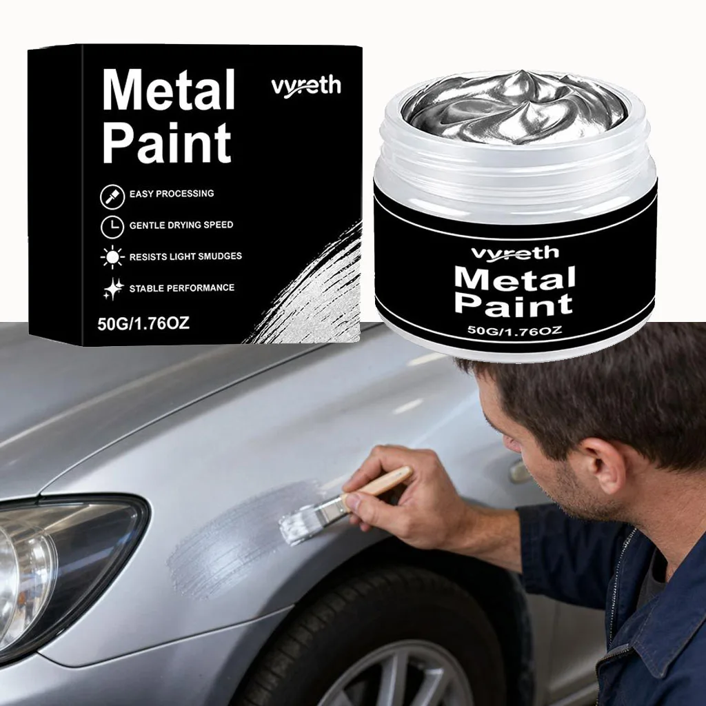 Silver Metal Paint Water Base Non Fading Coating Easy Apply Golden Lacquer Outdoor Repair Iron gate railing Anti Rust Finish