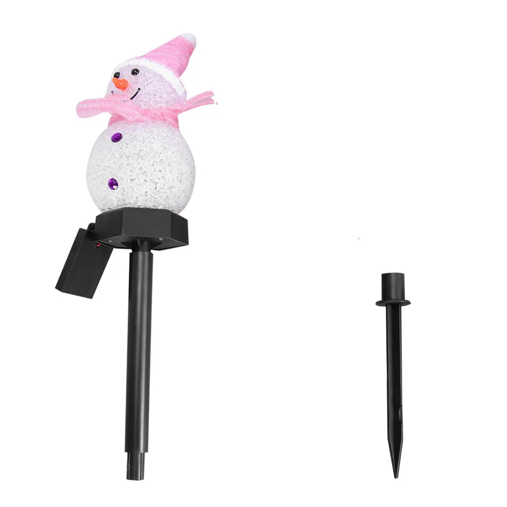 

1pc Solar Snowman Light Pink Outdoor Garden Decoration Lamp Lawn Ground Inserting Light For Yard Balcony Landscape Illumination