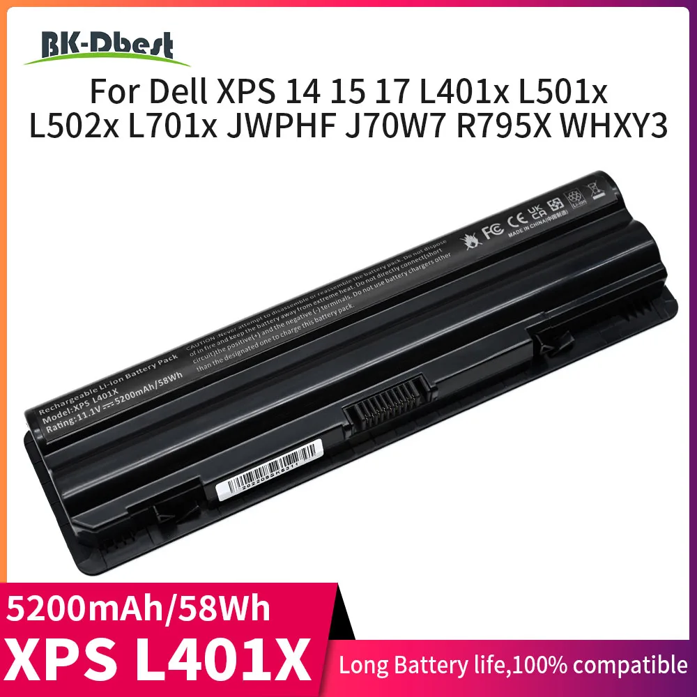 

BK-Dbest factory direct supply XPS L401X laptop Battery For Dell XPS 14 15 17 L401x L501x L502x L701x JWPHF J70W7 R795X WHXY3