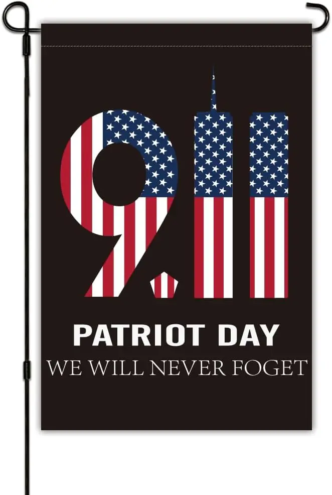 911 Садовый флаг ко Дню Патриот 12x18 дюймов, двухсторонний, мы никогда не забывайте флаги для улицы, 911 Мемориальные флаги для дома KZA