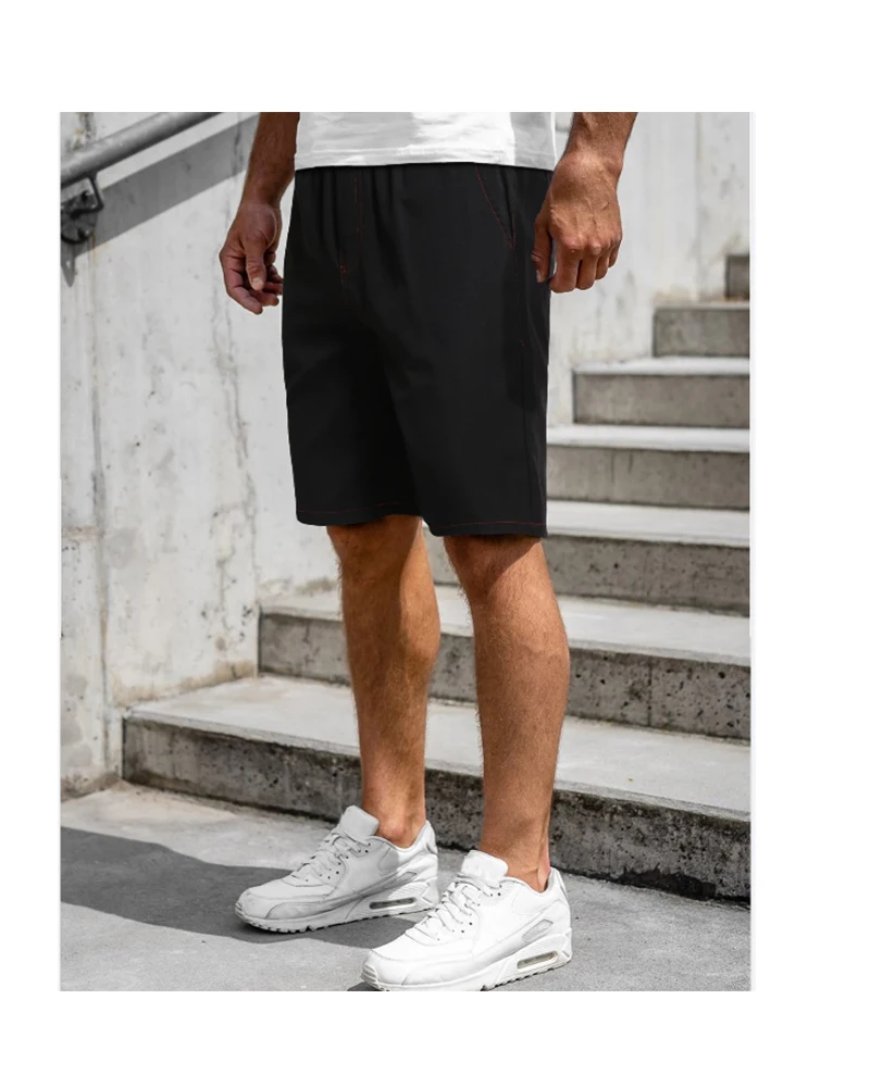 Men\'s Solid Color Shorts Black Colorblock Pants