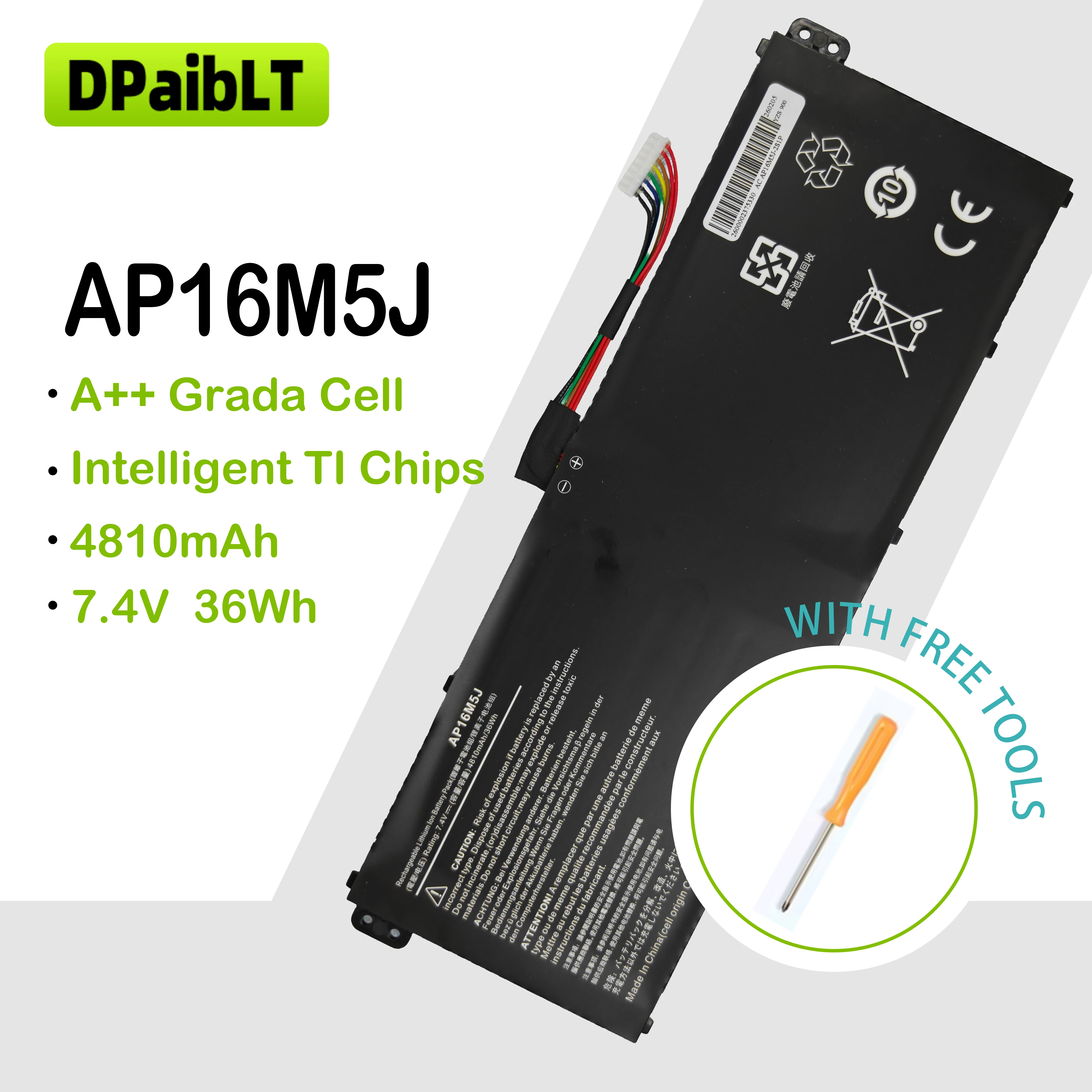 

DPaibLT NEW 37Wh 7.7V 3490mAh AP16M5J Laptop Battery For Acer Aspire 1 Aspire 3 A315-21 A315-51 ES1 A114 A315 KT.00205.004