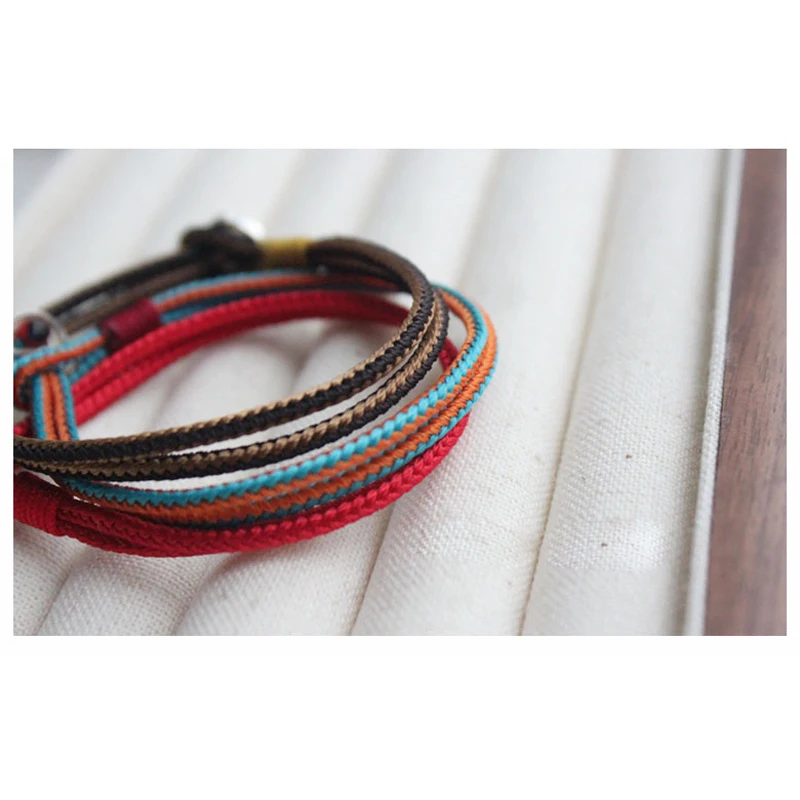 La Monada 17 19 cm Button 925 Silver Rope Bracelets Women Brown Blue Red Thread Line String Bracelets For Women Girls Kids