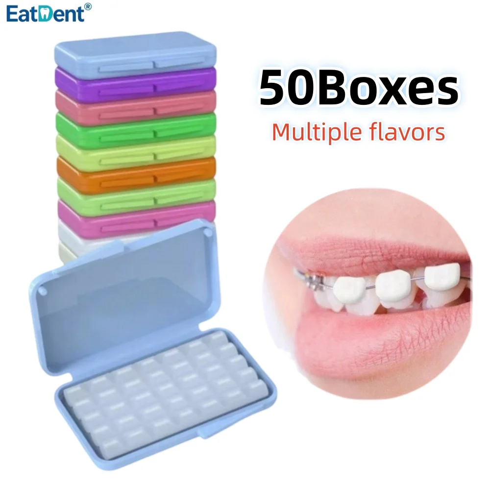 50Boxes Dental Orthodontic Relief Wax for Bracket Patient Relief Protect Lips and Gums Irritation Fruit Flavour Wax Oral Care