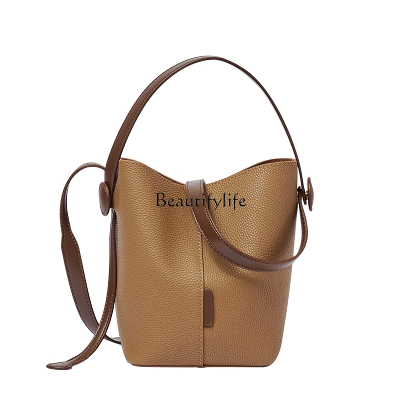 European and American Fashion Bucket Bag, Crossbody, Portable, High-Grade, Niche Leather