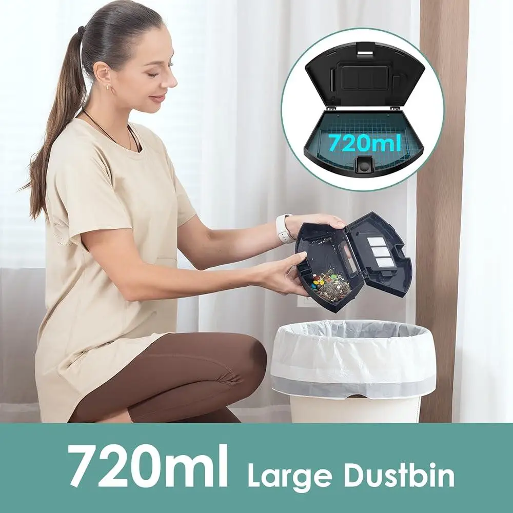 W6 Robot Vacuum Cleaner 2800Pa Suction 720ml Dustbin 120min Runtime Smart App Voice Control Self-Charging Compact Design