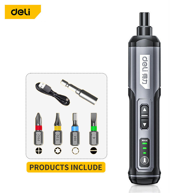 Deli 4V Mini Electrical Screwdriver Set Portable LED Kit Smart Cordless Electric Screwdrivers USB Rechargeable Hand Drill Tools 