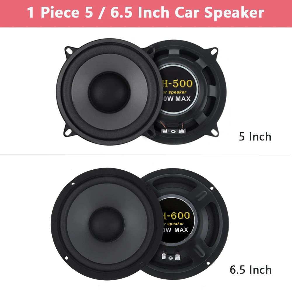 1Piece 5/6.5 Inch Car Speakers 2-Way Door Subwoofer Car Audio Music Stereo Full Range Frequency HiFi Coaxial Automotive Speakers