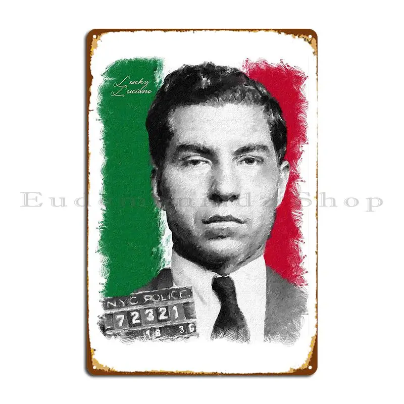 Lucky Luciano Oil Painted Art Metal Signs Garage Pub Club Bar Cinema Character Tin Sign Poster