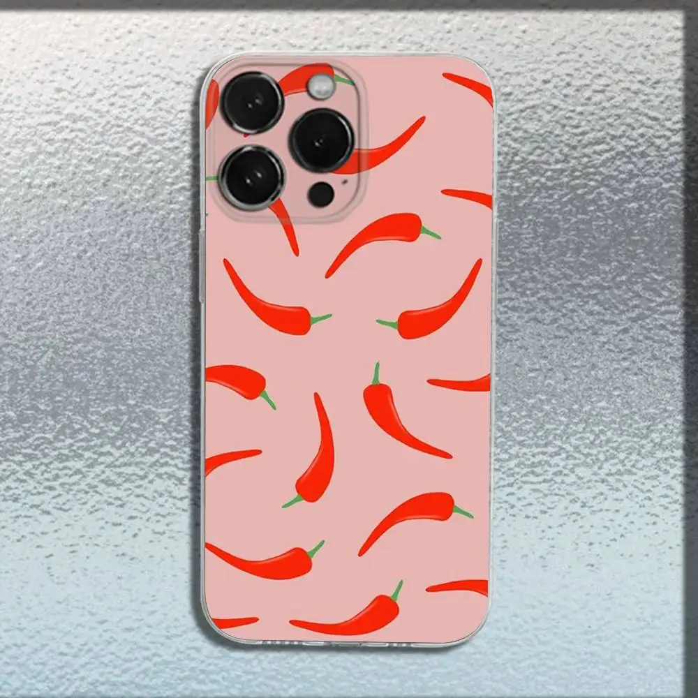 귀여운 칠리 아트 폰 케이스 아이폰 17,16,15,14,13,12,프로,맥스,플러스,E,SE4,에어,미니 투명 커버