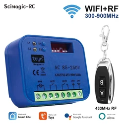 2 Channel 300-900MHz Tuya WIFI Garage Door Receiver Remote Control Gate Opener Switch Momentary 433 868MHz Switch