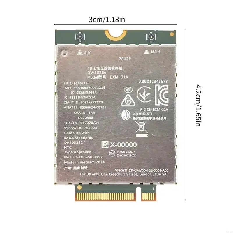 C90F 4G LTE 무선 모듈 M.2 LTE 무선 데이터 터미널 네트워킹 호환성 랩탑 및 태블릿 용 1.28GHz