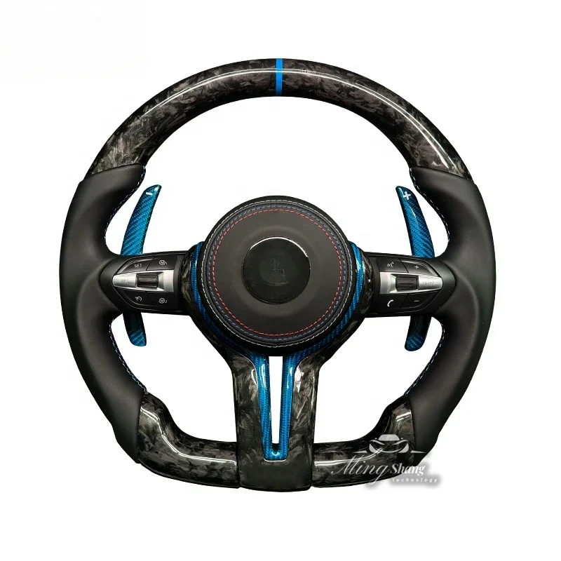 Suitable for  1/2/3/4- series X1 X3 X4 F10 F30 F35 F80 M2 M3 M4  pure carbon fiber sports steering wheel and blue accessories