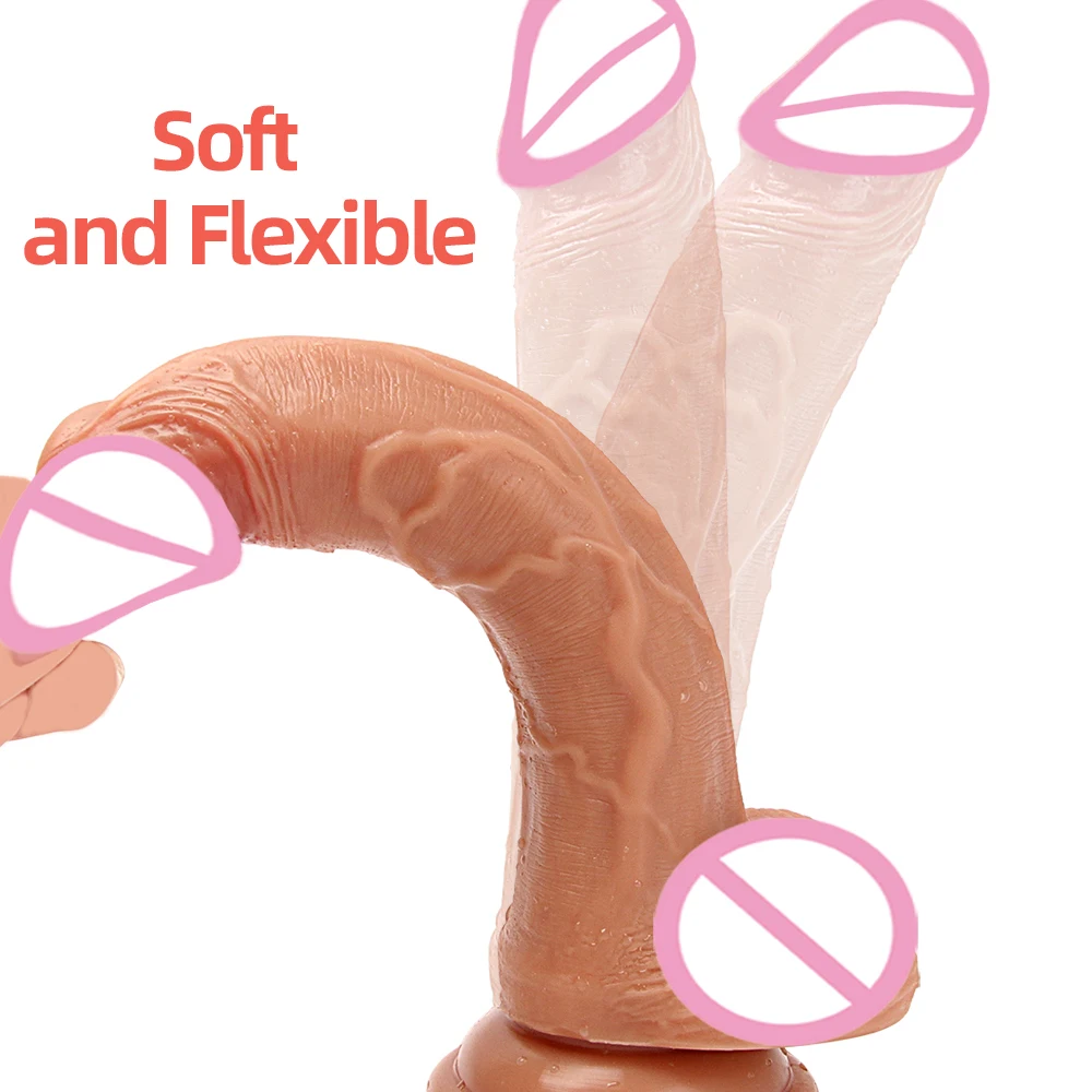 Rubber Penis Realistic Dildo For Women Silicone Big Cock Thick Soft Dildo Suction Cup Real Huge Dick 18.7cm Erotic Adult Sex Toy