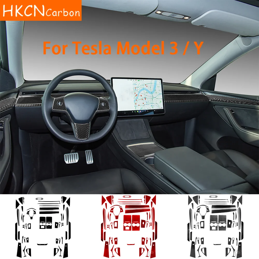 

For Tesla Model 3 2017—2020 Y 2020—2024 Carbon Fiber Car Accessories Wheel Lifting Panel Trim Sticker Interior Modification