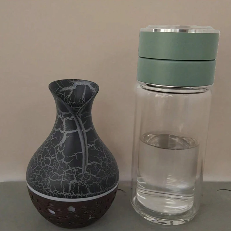 Mini USB Humidifier Wood Grain Aroma Diffuser 7 LED Color Humidifier 150ml Capacity Ultrasonic Air Humidifier Cool Mist for Home