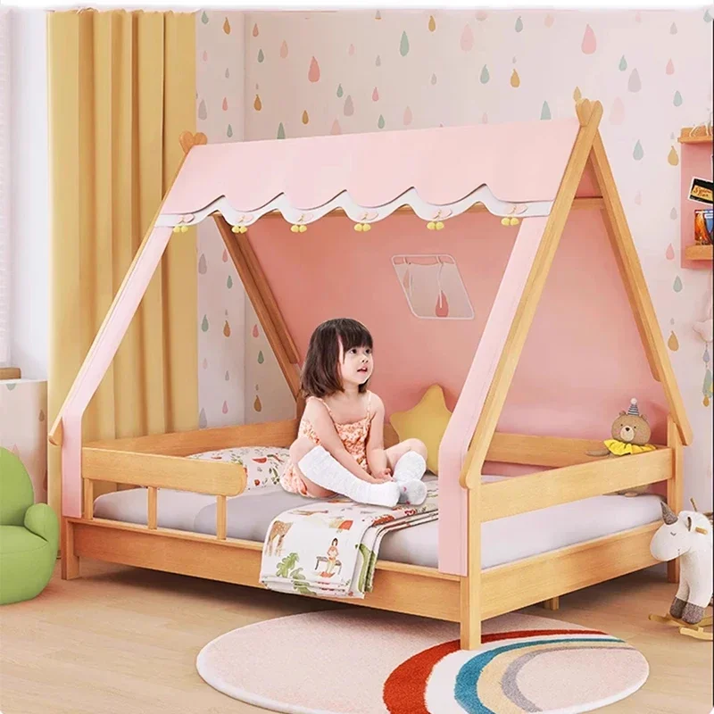 Low Loft Bed Toddler Furniture Children's Baby Walkers Wooden Boy Child Car Luxury Kids Handrail Safety Pink Comforters Berceau‌