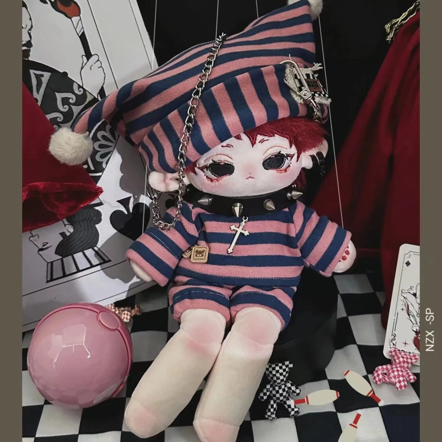 Action Dress-up Puppets Clothes For 20cm Cotton Dolls Handsome Cool Prison Uniform Striped Hat Suit DIY Dolls Replacement Sets