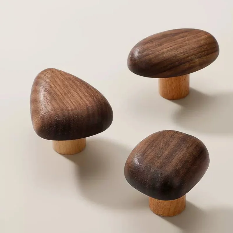 Nordic Kids Wooden Cabinet Handles Creative Cartoon Pebble Drawer Pulls  Natural Wood Knobs for Children's Room Wardrobe