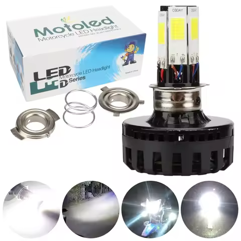 1PC H4 Motorcycle LED Headlight 40W 6500K White Lamp White High Low Beam Bulb COB Led Bulbs Front Light With Fan 6 Side DC 8-80V