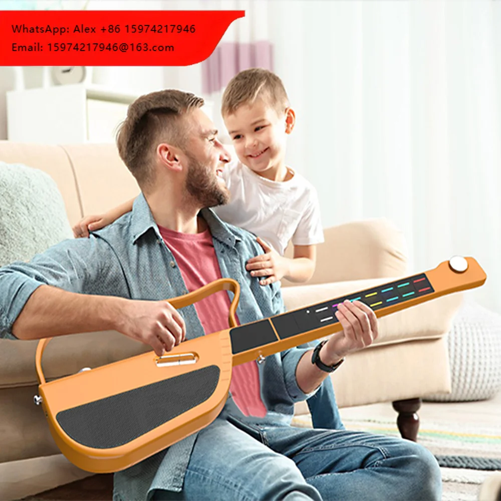 Guitarra Silenciosa Sin Cuerdas Konix con Bluetooth y Batería Recargable, Instrumento Profesional para Práctica y Viajes