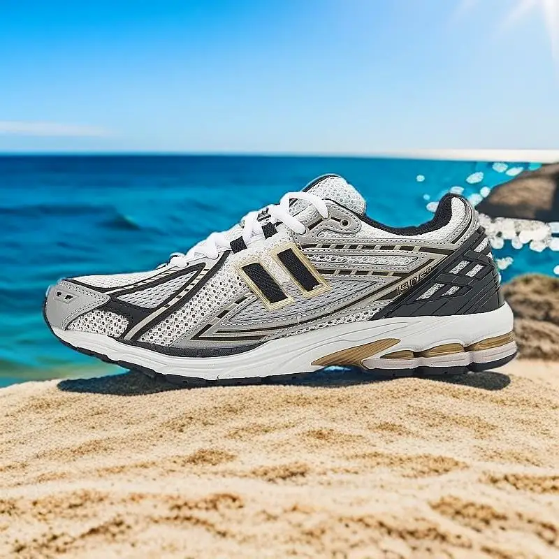 أحذية الركض الكاجوال للجنسين من سلسلة 1906: زوج أنيق من الفضة والأبيض والأصفر بنفس التصميم