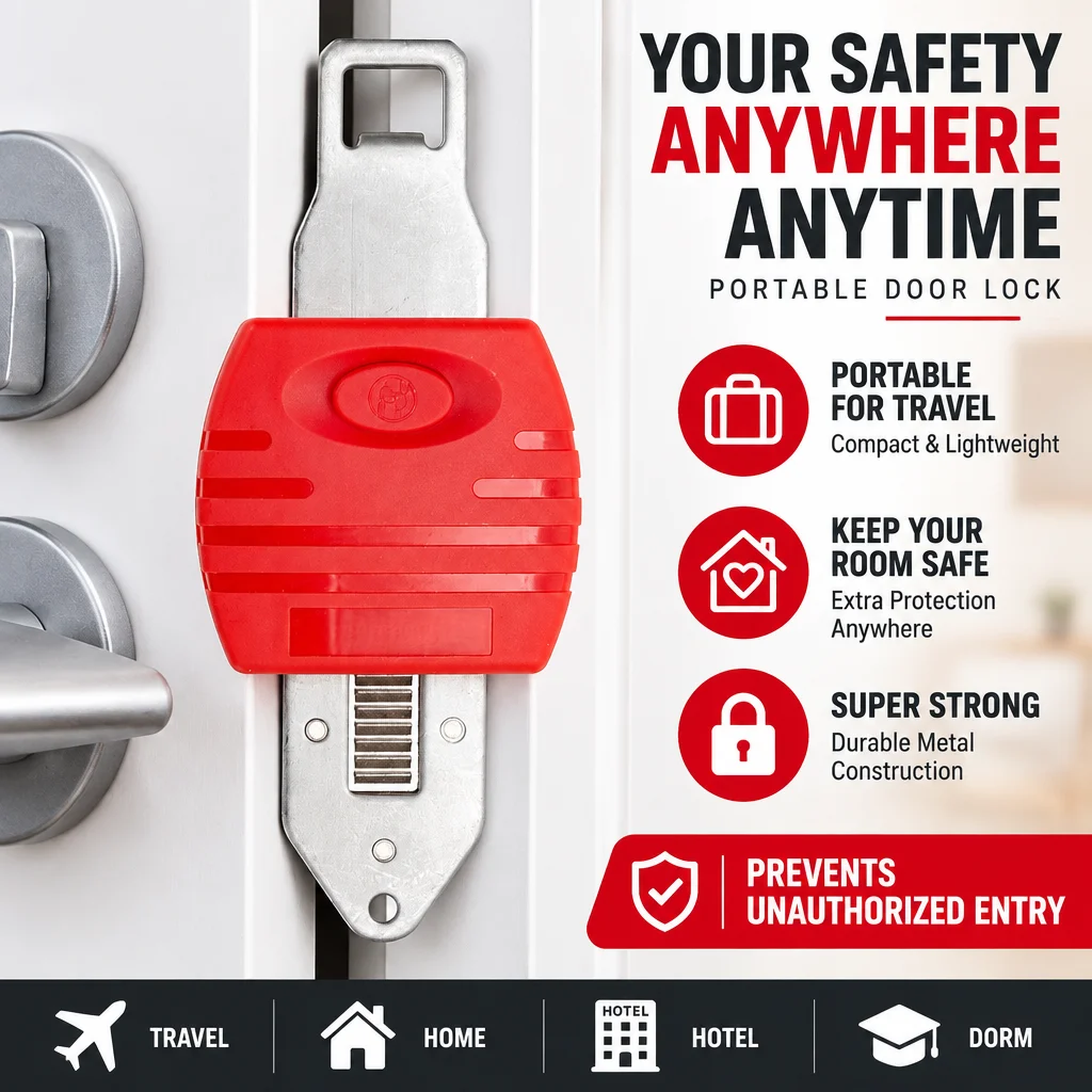 1/2/4SETPortable Travel Safety Lockdown Door Lock for School, Hotel, Home, Apartment, Motel Room Security Promotion
