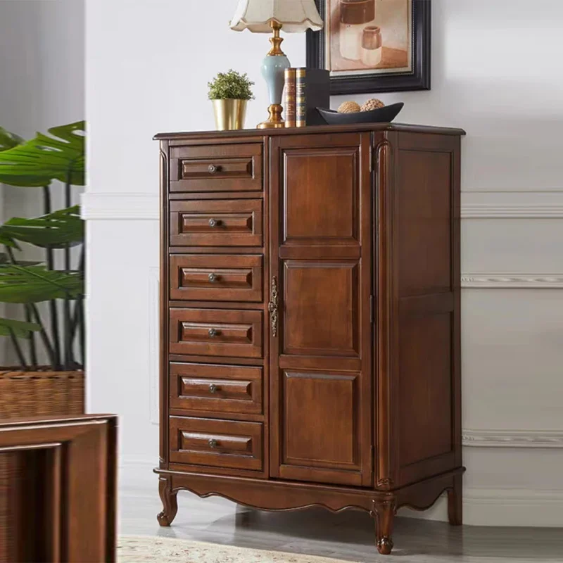 

yj21 American all solid wood European retro locker drawer storage cabinet bedroom furniture light luxury