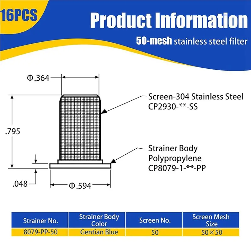 AB34-32Pcs 8079-PP-50 Sprayer Nozzles Strainer For Teejet Sprayer Nozzles,Stainless Steel 50 Mesh Screen