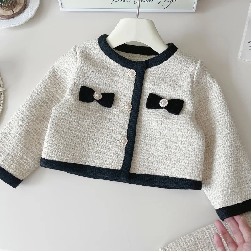 

New Style Girl's Suit Socialite Style Baby Girl Autumn Children's Clothing Jacket Short Skirt Two-piece Set