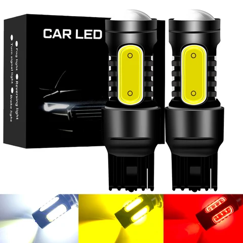 Светодиодсветильник лампы T20 W21/5W 7443 7440 W21W WY21W T25 3157 для Lada Kalina Granta Vesta DRL, 2 шт., белые Сверхъяркие светодиодные лампы 12 В 6500K