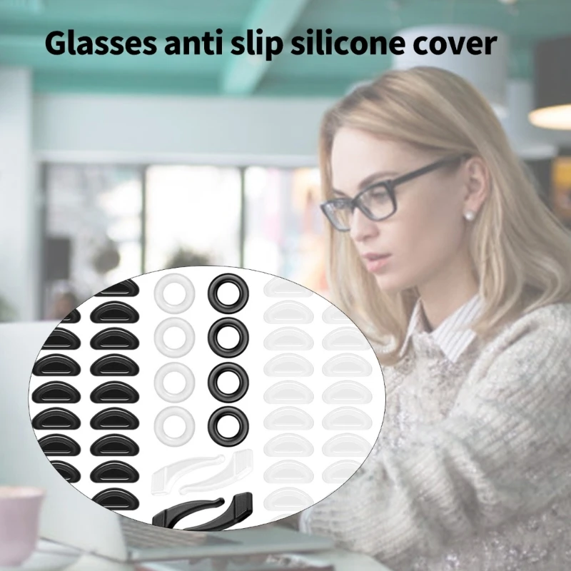 

R1WE Silicone Eyeglass Accessories NonSlip Kits Ear Hooks Nose Pads for Secure Hold
