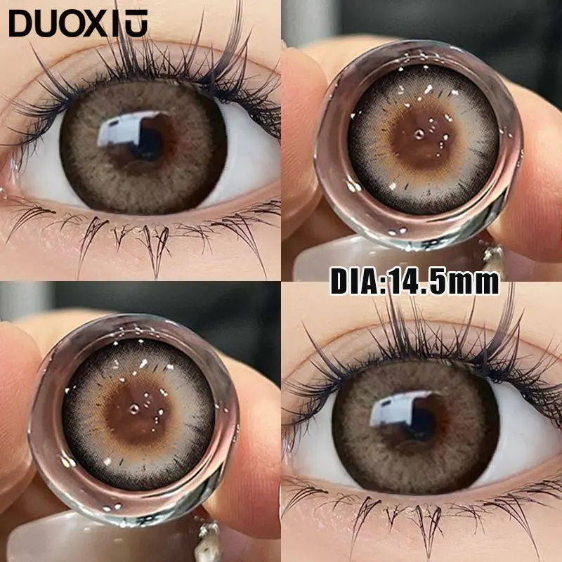 DuoXiu 1Pair Contact Lenses for Eye Big Pupils Lenses Diameter 14.5mm Blue Grey Eye Degree Prescription -0.00 to -8.00