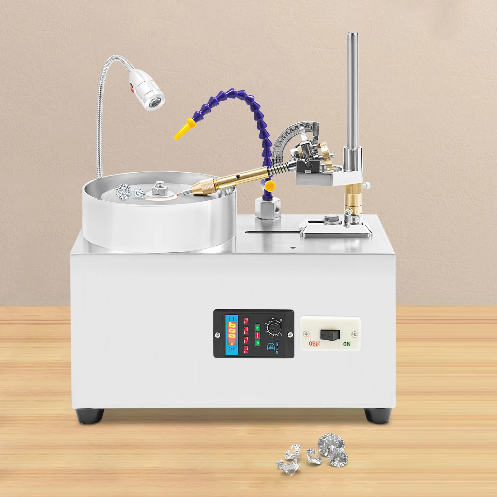 

180W Gem Faceting Machine 2800rpm Free Standing Jade Grinding Polishing Machine 80N.m Jewel Angle Polisher Anti-slip Mats