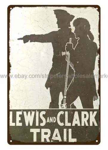 STEEL LEWIS & CLARK TRAIL HWY HIGHWAY metal tin sign metal kitchen signs