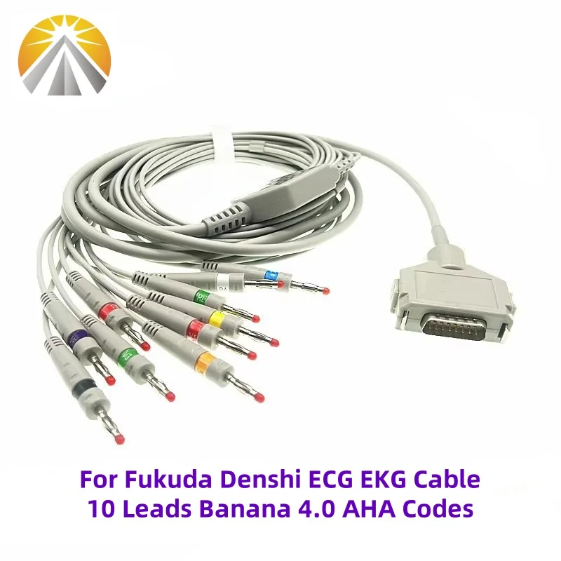 ECG Cable FX-101 10 Leads for Fukuda Denshi DB15 Banana 4.0 AHA or IEC FX7102 FX-7202 FX-2111 FX-3010 FX-4010 Customed Bosch