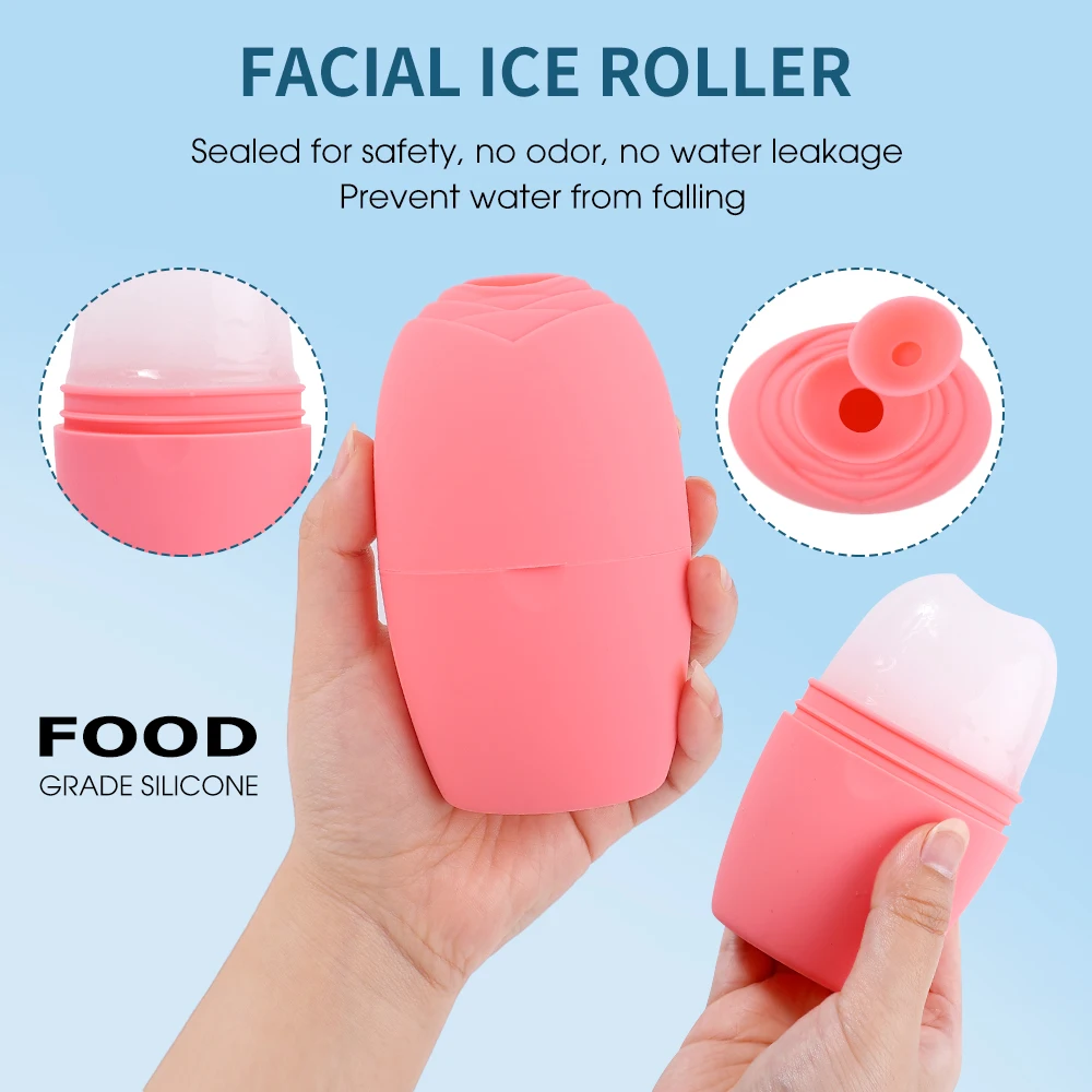 Rodillo de hielo de silicona para cara y ojos, antiarrugas, Reduce las ojeras, Edema, encoge los poros, tensa la piel, cuidado Facial, herramienta de belleza, masajeador