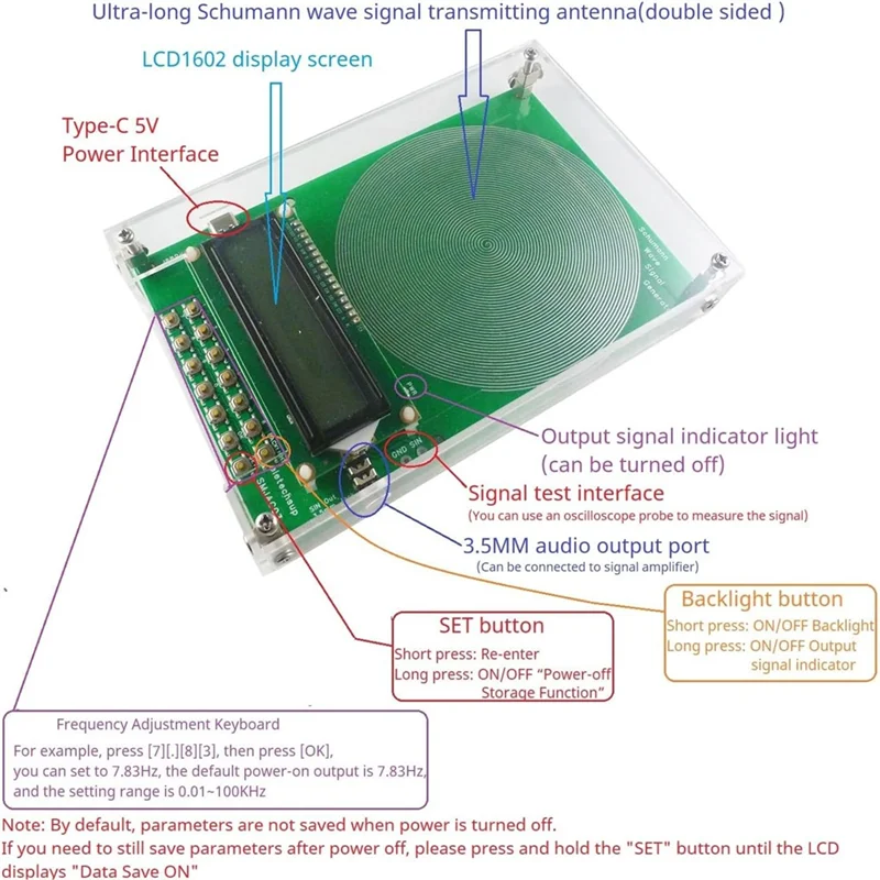 

Генератор резонанса волн Schuman 7,83 Гц, сверхнизкочастотный импульсный аудиорезонатор, 0,01–100000 Гц, регулируемый