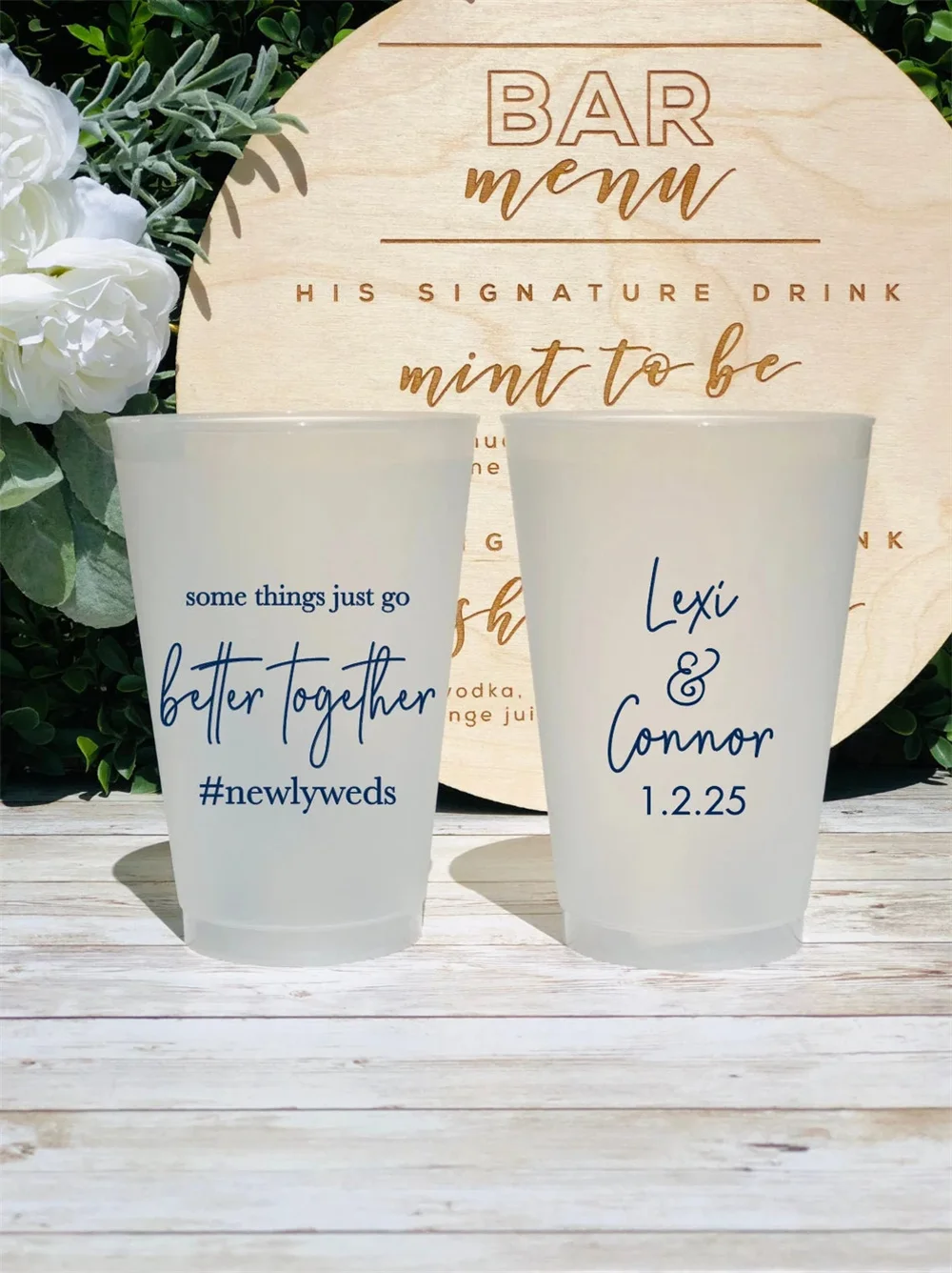 10PCS Custom Frosted Wedding Cups, 5oz, 8oz, 9oz, 10oz, 12oz, 14oz, 16oz, 20oz, 24oz / Personalized Cups, Party Cups, Party Deco