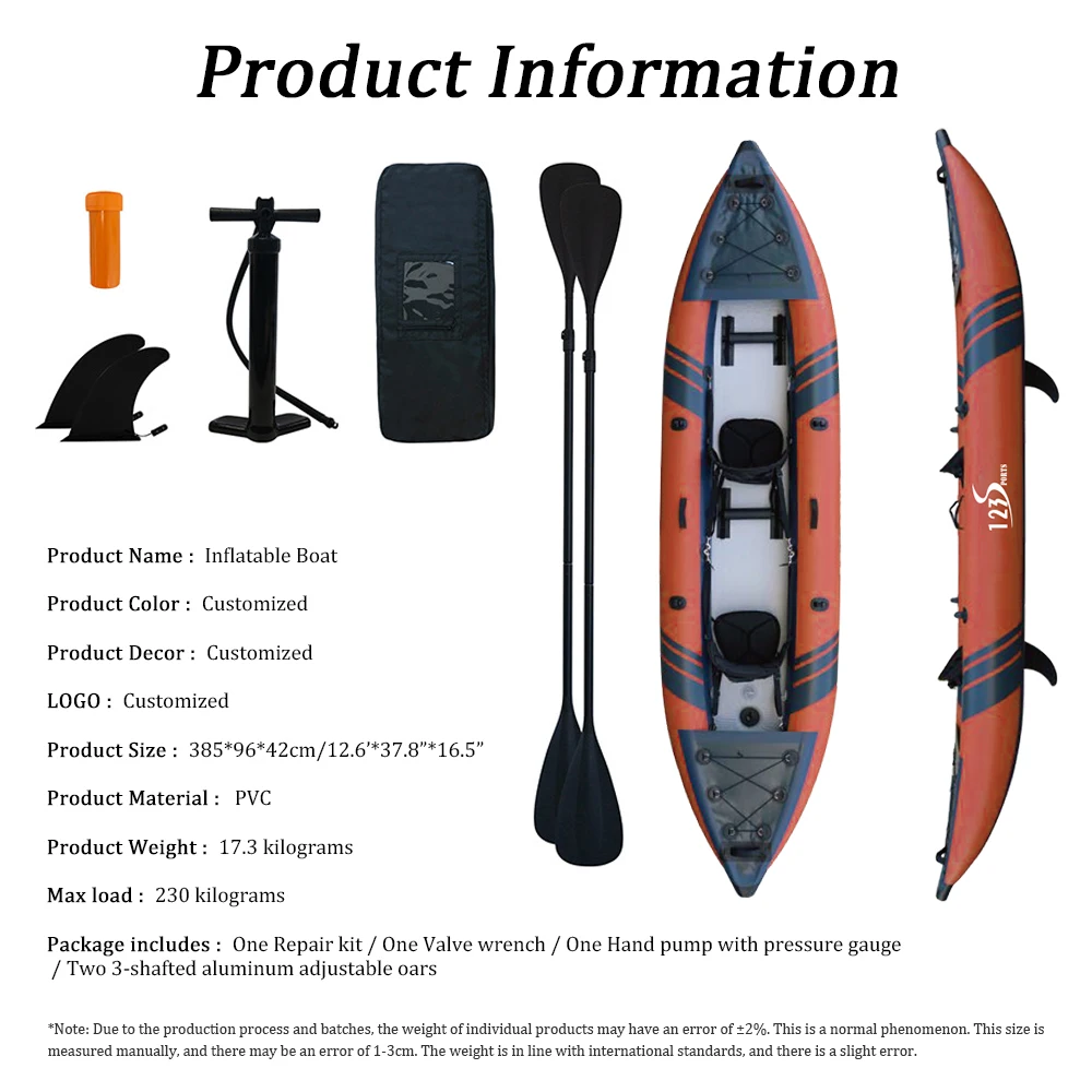 نفخ الفيضانات الإنقاذ 2 شخص 3.8 م × 95 سم قوارب قابلة للنفخ للعواصف الممطرة #6