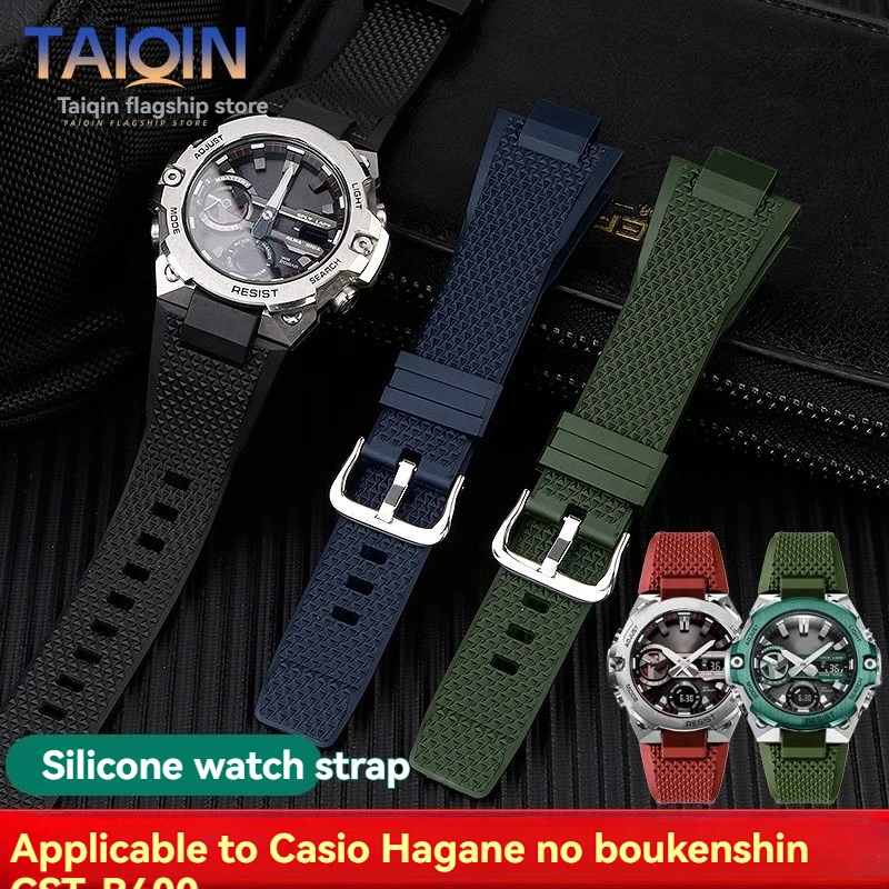 عالية الجودة سيليكون حزام ل كاسيو G-SHOCK GST-B400 الراتنج حزام ساعة اليد GSTB400 الرجال سوار الرياضة مطاط مقاوم للمياه حزام الساعات