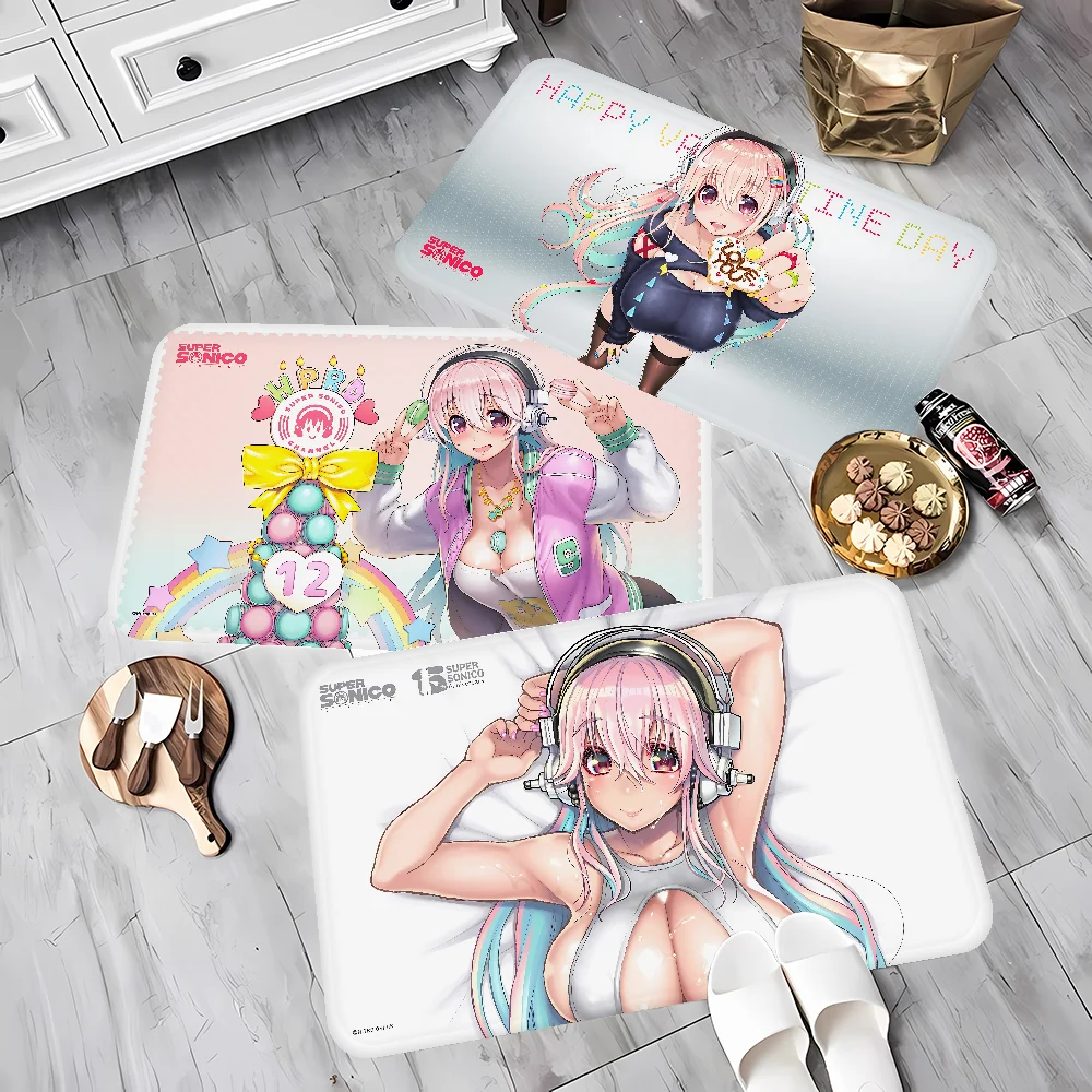 Super Sonico Manga Cartoon Floor Mat Cheaper Anti-slip Modern Living Room Balcony Printed Bedside Mats